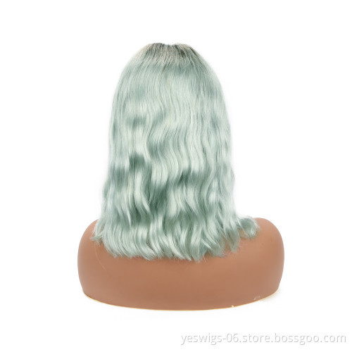 China Factory Wig Vendors HD Lace Front Bob Wig 1b/613 Blonde Pink Gray Hot Pink Neon Purple Hair Ombre Color 10 12 Inch Bob